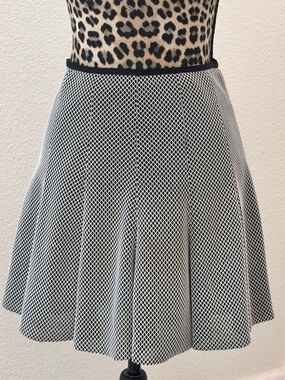 Skater Skirt Black & White Diamond-Grid Pleated by SANDRO PARIS Made in France